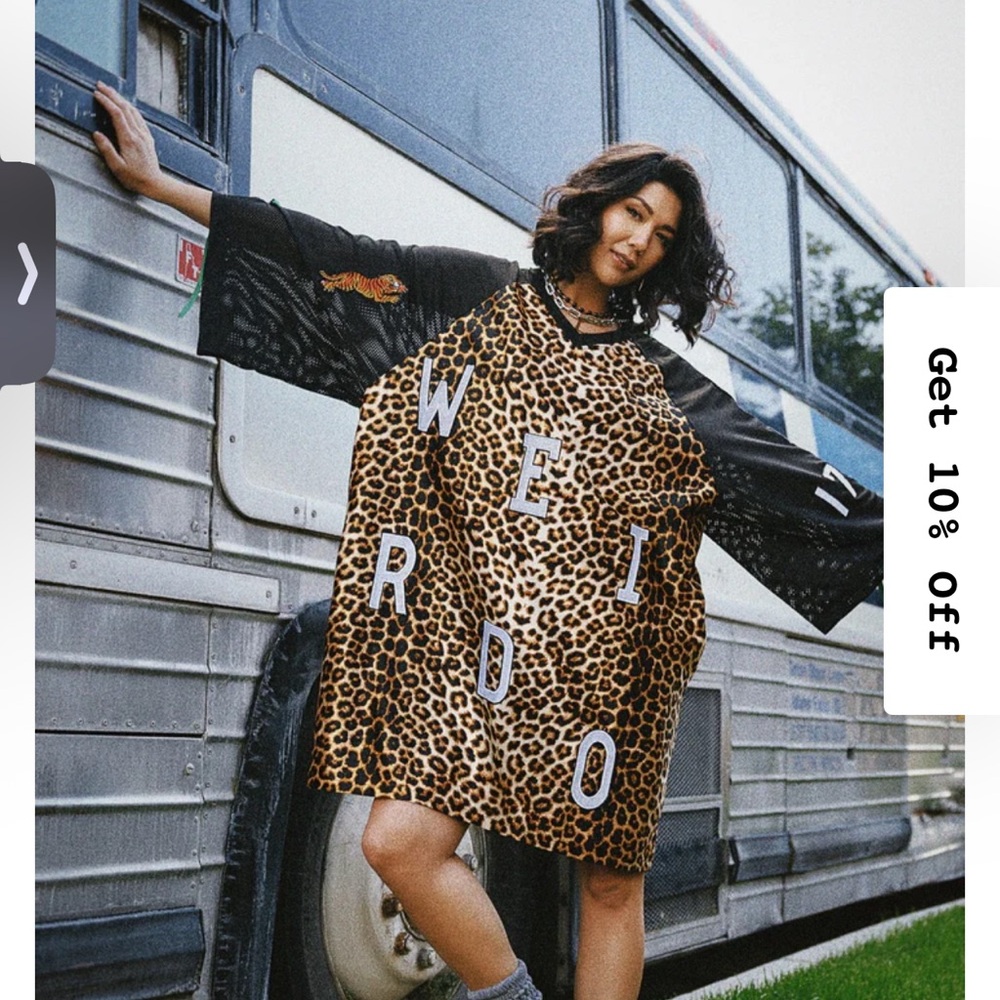 Dressed in lala Leopard Print 'Weirdo' Oversized Dress size s/m new with tags